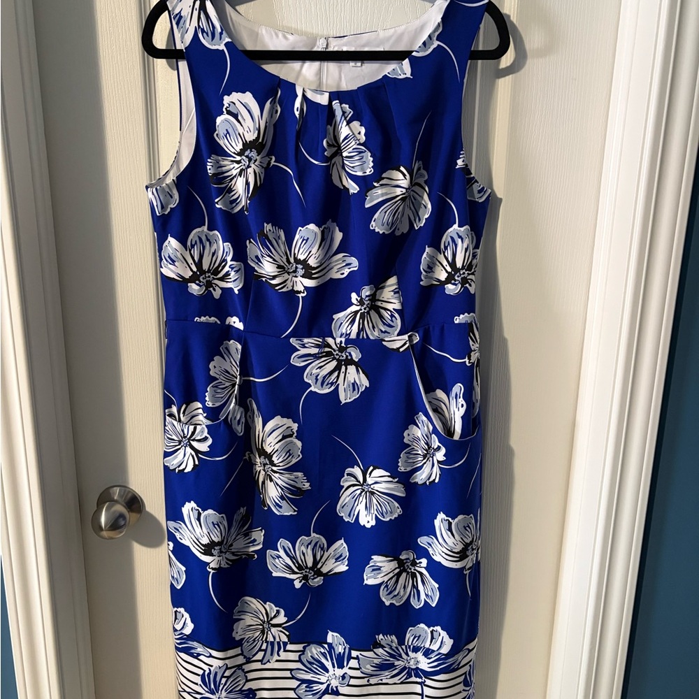 Cleo Blue and White Floral Midi Dress